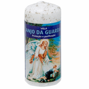 Pilar, vela de hierbas 6 x 14 cm, ángel guardián