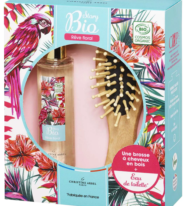 Cofre de Regalo – STORY BIO Sueño Floral – Eau de Toilette 50ml + Cepillo de Madera