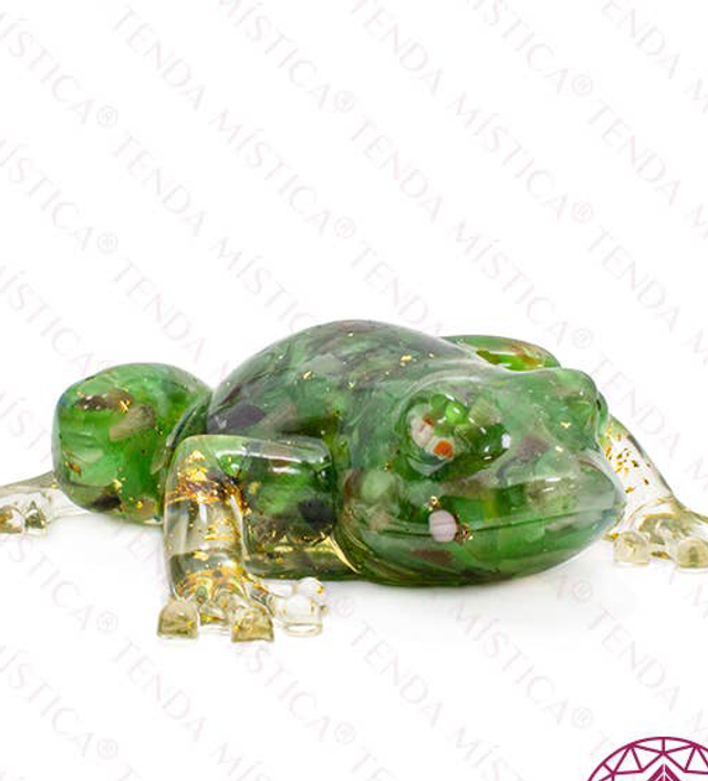 Orgonita Sapo – Cuarzo Verde + Purpurina Dorada