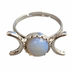 Anillo ajustable con triple luna con gema de 0,5 cm de opalita