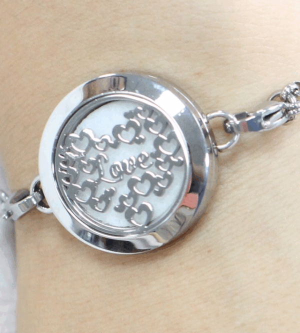 Bracelet Aromathérapie – Love – Design en Inox –