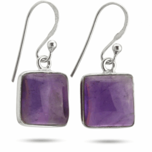 Pendientes modelo cuadrado básico de Amatista en plata.