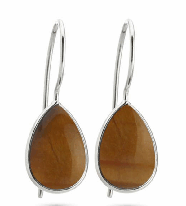 Ojo de tigre Con Plata De Ley – Pendientes Lágrima Básicos