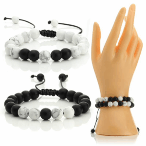 Par De Pulseras De Howlita Y Piedra Bian