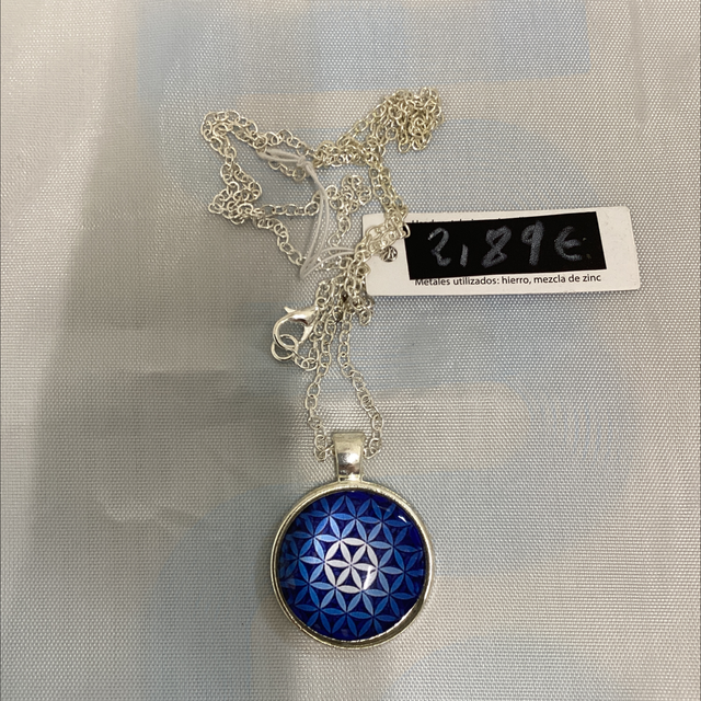 Colgante Azul Con La Flor De La Vida