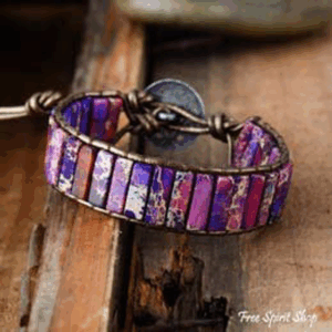 Pulsera de tubo de jaspe morado hecha a mano