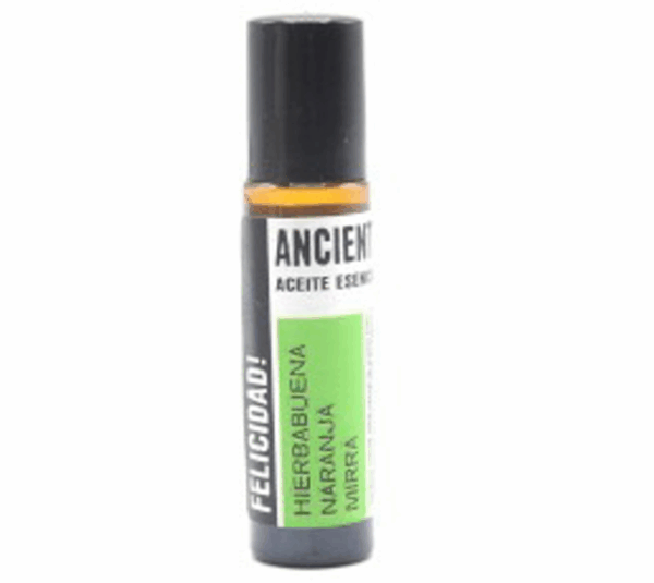 3x Mezclas de Aceites Esenciales Roll-On - Felicidad, hierba buena, naranja, mirra
