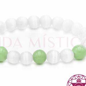 Selenita y cuarzo verde (Atraer salud) 6 mm