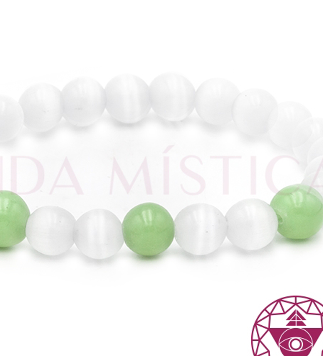 Selenita y cuarzo verde (Atraer salud) 6 mm