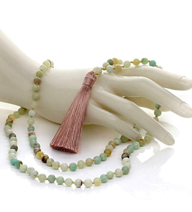 Japa Mala de amazonita, anudado