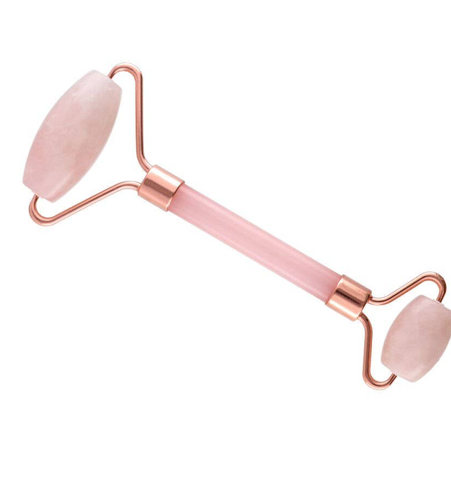 Masajeador de Cuarzo Rosa con Doble Rodillo