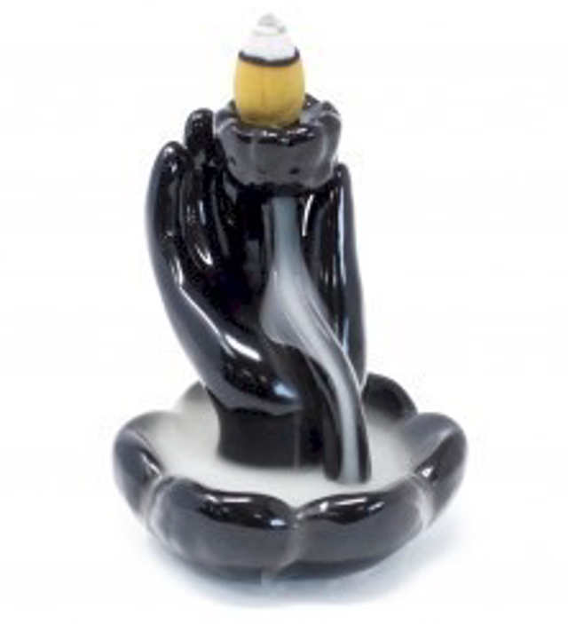 Quemador de incienso de flujo inverso – Mano y flor de loto