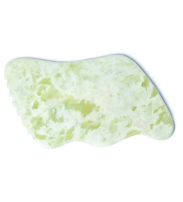 Piedra de masaje Gua Sha de jade verde 9 cm
