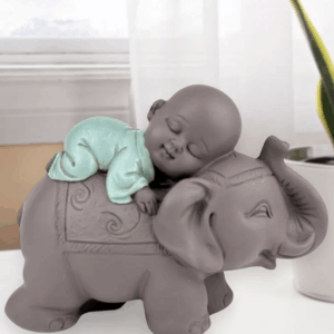 Figura Elefante y Bonzo de la Suerte