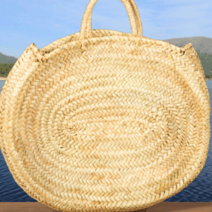 Cesta ovalada mediana con asas cortas de cuerda