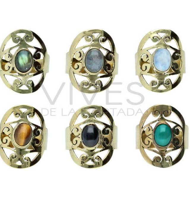 Anillo de Bronce con Mineral -61-