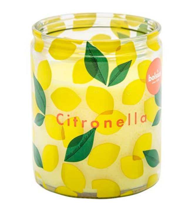 Vela de citronela en vaso de vidrio