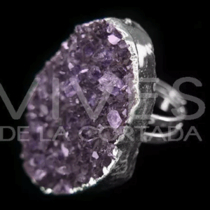 Anillo Drusa de Amatista en Baño de Plata