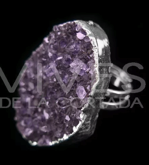 Anillo Drusa de Amatista en Baño de Plata Anillo Drusa de Amatista en Baño de Plata