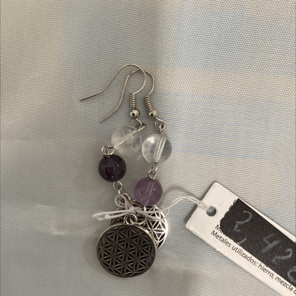 Pendientes Flor De La Vida Con Amatistas