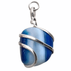 Colgante Espiral de Ágata Azul Teñida