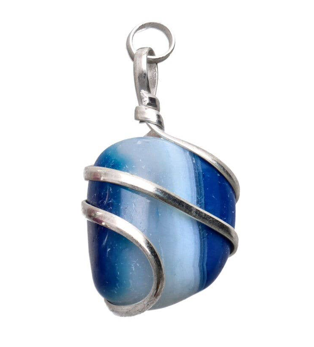 Colgante Espiral de Ágata Azul Teñida