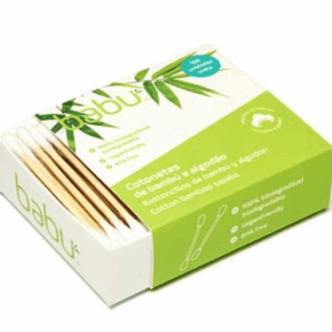 Bastoncillos para oídos de bambú y algodón biodegradable. Babu