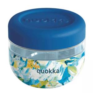 QUOKKA RECIPIENTE COMIDA MS CON FUNDA DE SILICONA BLUE PEONIES 500 ML
