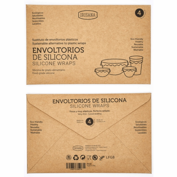 Envoltorios reutilizables de silicona Irisana. 4 unidades