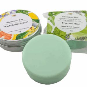 Barra de champú de menta fragante, 65 g + lata