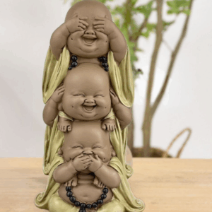 Estatuilla de Buda – Riendo Superpuesta – Decoración Zen y Feng Shui –