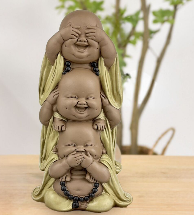 Estatuilla de Buda – Riendo Superpuesta – Decoración Zen y Feng Shui –