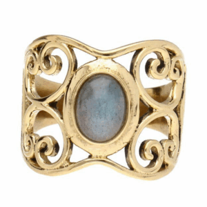 Anillo bronce con labradorita