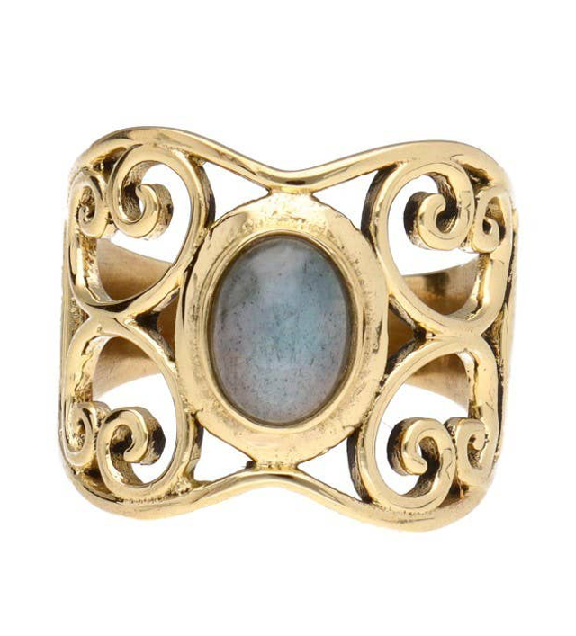 Anillo bronce con labradorita