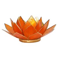 Portavelas Loto 2do Chakra Ámbar, Naranja con Borde Oro 13,5cm - Imagen 1