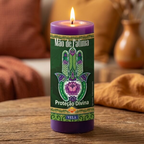 Vela Mano de Fátima Encendida para Protección Divina