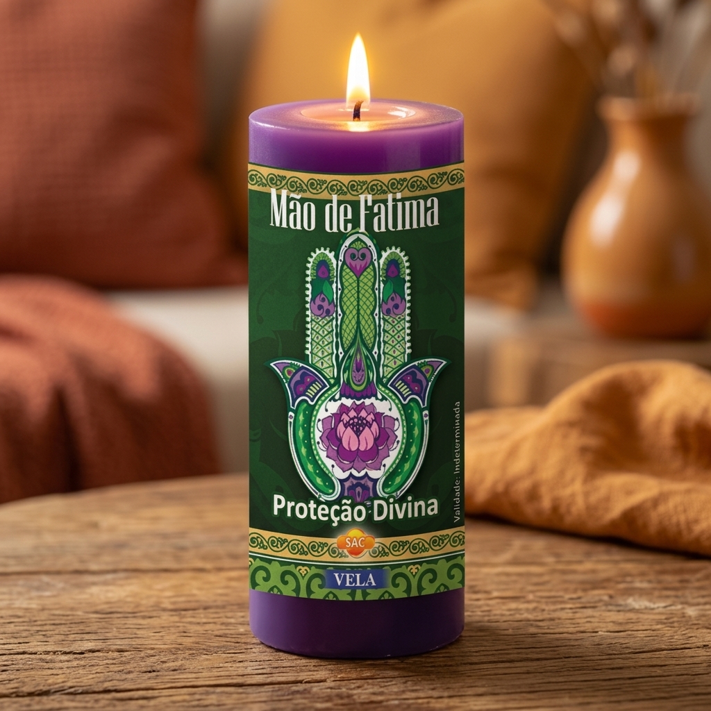 Vela Mano de Fátima Encendida para Protección Divina